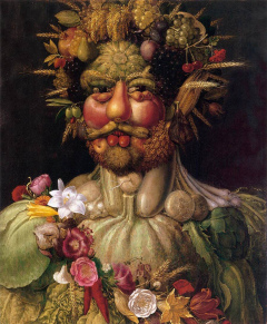 Weird portrait using fruits and veggies